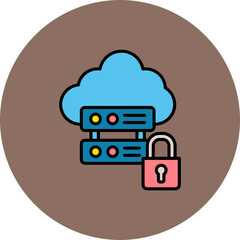 Data Security Multicolor Circle Filled Line Icon