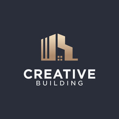 Tech building logo design architectural construction building design template vector