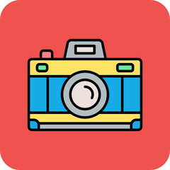 Camera Multicolor Round Corner Filled Line Icon