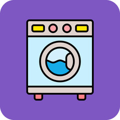 Washing Machine Multicolor Round Corner Filled Line Icon