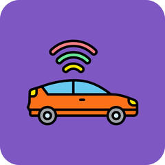 Smart Car Multicolor Round Corner Filled Line Icon