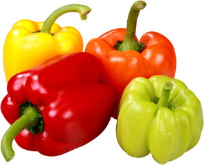 Bell peppers isolated on white background closeup