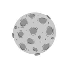 Moon in flat dasign style. Night space astronomy and nature moon icon. Gibbous vector on dark background. Cartoon planet moon icon. Science astronomy Earth satellite in space