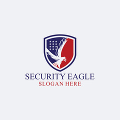 Eagle vector logo, eagle protection eagle logo template design with vector shield combination,