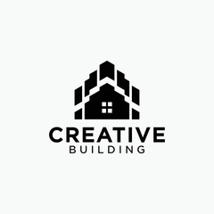 Tech building logo design architectural construction building design template vector