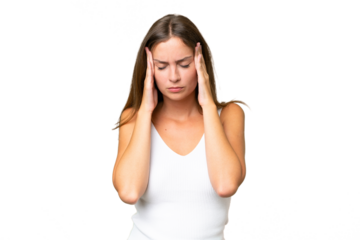 Young pretty woman over isolated background with headache