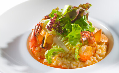 One pot rice with prawns, food, tasty  