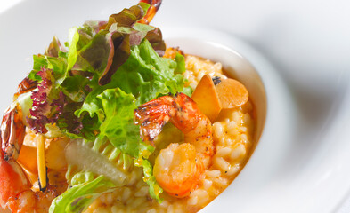 One pot rice with prawns , food , tasty  