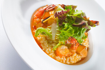 One pot rice with prawns , food , tasty  