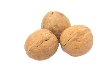 Isolated walnuts in a shell on a white background