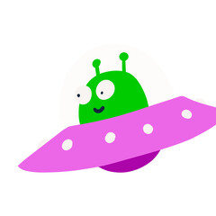 Cute ufo space ship illustration design isolated background