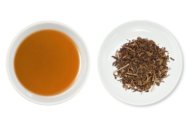 玄米茶 茶葉 イラスト リアル セット 俯瞰