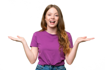 Young pretty woman over isolated background with shocked facial expression