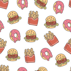 Fast food seamless pattern cover background abstract concept. Vector graphic design illustration element