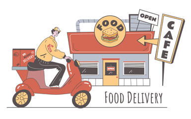 Fast food street delivery order take away food abstract concept. Vector graphic design illustration element
