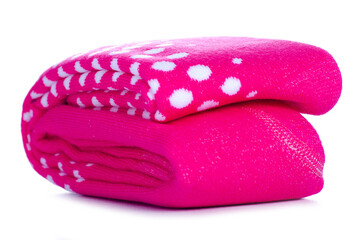 Baby pink tights on white background isolation