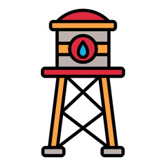 Water Tower Filled Line Icon