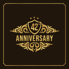 Collection of isolated anniversary logo numbers 1 to 1 million with ribbon vector illustration | Happy anniversary 42th