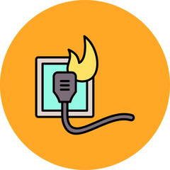 Electricity Fire Multicolor Circle Filled Line Icon