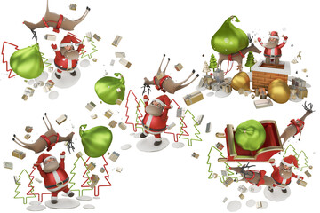 Santacros  in a different posture at Christmas on a transparent background
