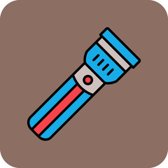 Flashlight Multicolor Round Corner Filled Line Icon