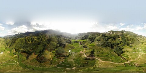 360 shot of a green landscape in Bali, Indonesia