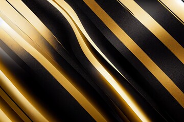 Futuristic luxury black background with golden lines and neon light.