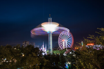 Beijing Shijingshan Amusement Park Ferris Wheel Rotating Flying Chair Night Lights