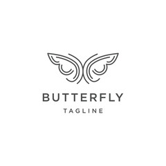 Butterfly logo with line art style design template flat vector 