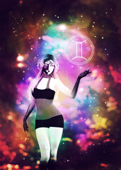 Half black half white Gemini girl