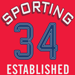 Illustration numbers with patchwork embroidered with colors and background, fashion design.