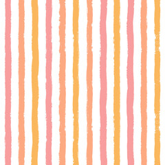 Pink stripes pattern, vector girly stripe seamless background, childish pastel brush strokes. cute baby paintbrush lines backdrop