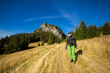 Obraz premium Senior trekking on Mala Fatra