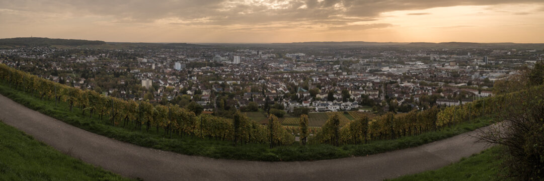 Panorama Heilbronn vom Wartberg aufgenommen im Oktober