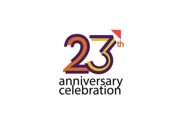 23 year anniversary celebration abstract style logotype. anniversary with purple, yellow, orange color isolated on white background, vector design for celebration, invitation, greeting card - Vector