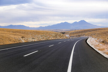 TURKEY. Mountain asphalt road. Panorama with mountain view