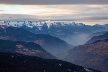 Fototapeta na wymiar The Alps. Mountain range in the evening