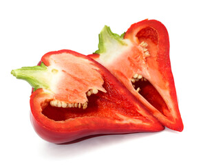 Red pepper cut into two halves.