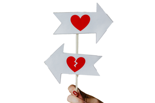 direction sign heart