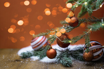 Festive christmas celebration holiday background banner greeting card - Copper colored modern...