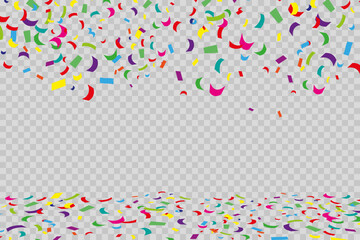 Multi-colored confetti falls from top to bottom. Big celebration. Winner's award.
