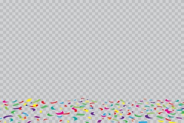 Multi-colored confetti falls from top to bottom. Big celebration. Winner's award.