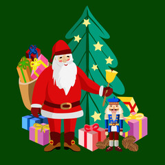 Vector - nikolaus with trees and gift parcels.