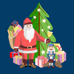 Vector - nikolaus with trees and gift parcels.