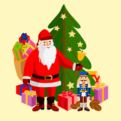 Vector - nikolaus with trees and gift parcels.
