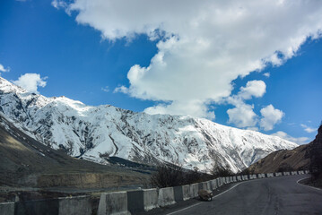 Mountain view from the Georgian military road, beautiful mountain landscape. Caucasian mountains. Georgia.