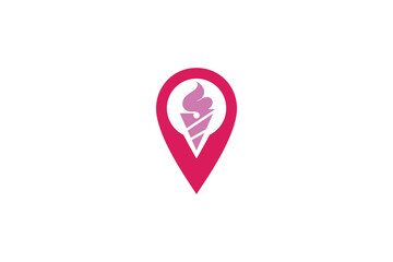 Fototapeta premium Ice cream logo inside pinpoint shape