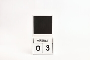 Calendar with the date August 3 and a place for designers. Illustration for an event of a certain date.