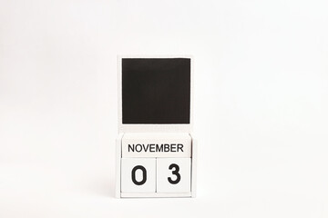 Calendar with date 3 November and place for designers. Illustration for an event of a certain date.