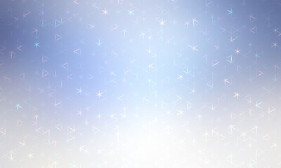 Shiny triangular plexus subtle pattern on blue white blur background. Glowing polygonal net airy abstract illustration.